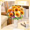 2 Bundles Spring Memorial Cemetery Flowers – 16.93” Artificial Sunflower, Daisy & Eucalyptus Bouquet for Grave and Headstone Decorations